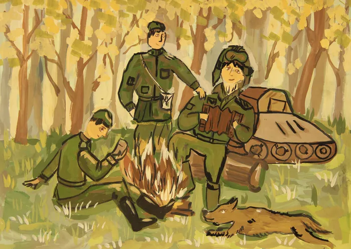 Клочкова Елизавета Борисовна 9 лет У костра преп. Азурова К.В. ДХШ г. Кемерово